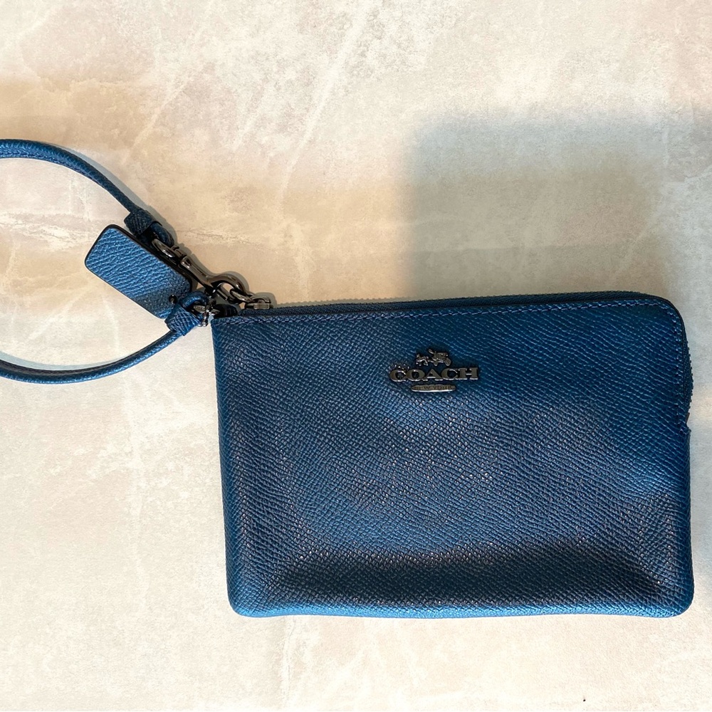 Coach Textured Blue Wristlet